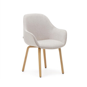 Kave Home Eetkamerstoel 'Aleli' Chenille, kleur Beige