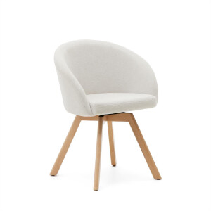 Kave Home Draaibare Eetkamerstoel 'Marvin' Chenille, kleur Beige