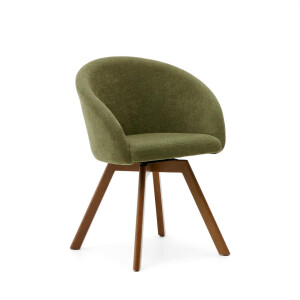 Kave Home Draaibare Eetkamerstoel 'Marvin' Chenille, kleur Groen