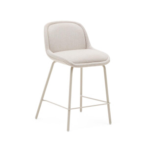 Kave Home Barkruk 'Aimin' Chenille, kleur Beige (zithoogte 65cm)
