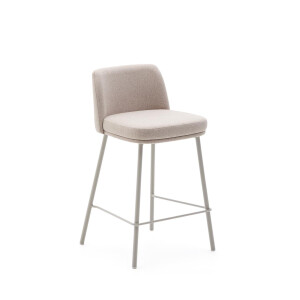 Kave Home Barkruk 'Minami' Chenille, kleur Beige (zithoogte 65cm)