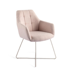 Jesper Home Eetkamerstoel 'Noto' Cross Steel, kleur Petal Pink