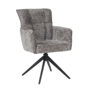 Tower Living Draaibare Eetkamerstoel 'Bardi' Geweven stof, kleur Charcoal