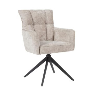 Tower Living Draaibare Eetkamerstoel 'Bardi' Geweven stof, kleur Beige
