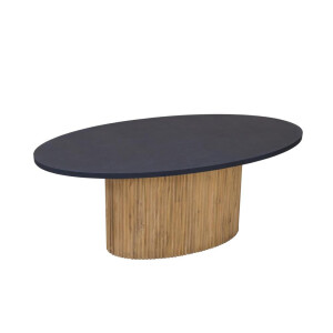 Tower Living Ovale Eettafel 'Palazzo' Teakhout en mineraal stucwerk, 240 x 110cm