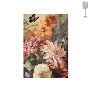 Urban Cotton Glasschilderij 'Vintage Flowers' 40 x 60cm