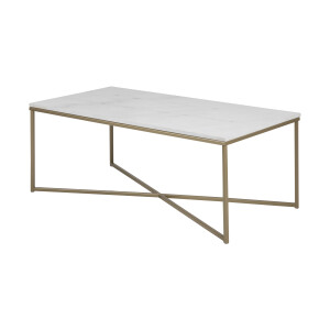 Bendt Salontafel 'Cay' 120 x 60cm Wit marmer, onderstel koper