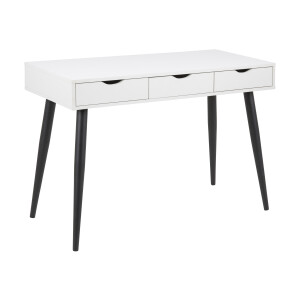 Bureau / sidetable 'Märta' 110 x 50cm met 3 laden , kleur zwart / wit
