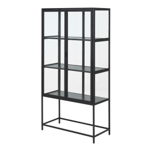 Bendt Vitrinekast 'Holger' Essen en glas, 150 x 77cm, kleur Zwart