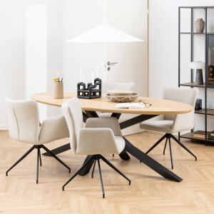 Bendt Ovale Eettafel 'Line' Eiken, 220 x 100cm