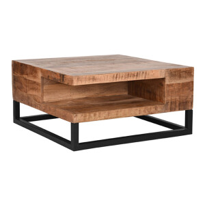 LABEL51 Vierkante Salontafel 'Cube' Rough Mangohout, 80 x 80cm