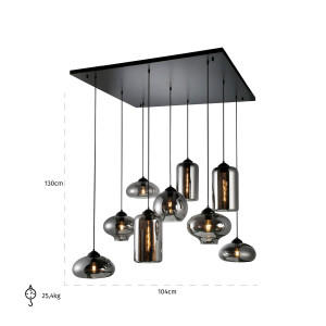 Richmond Hanglamp 'Axelle' 9-lamps, kleur Zwart