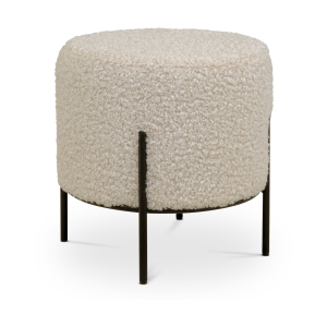 Rosemarie teddy poef beige - Ø35,5 cm