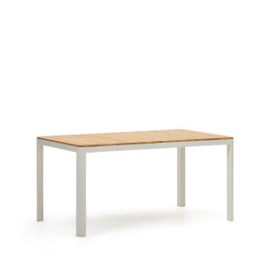 Kave Home Tuintafel 'Bona' Teakhout, 163 x 90cm, kleur Naturel/Wit