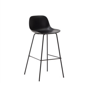 Kave Home Barkruk 'Altea' Gerecycled kunststof, kleur Zwart (zithoogte 74cm)