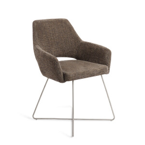 Jesper Home Eetkamerstoel 'Yanai' Cross Steel, kleur Checked Chestnut