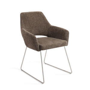 Jesper Home Eetkamerstoel 'Yanai' Slide Steel, kleur Checked Chestnut