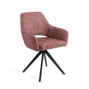 Jesper Home Draaibare Eetkamerstoel 'Yanai' Turn Black, kleur Berry Bars