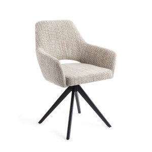 Jesper Home Draaibare Eetkamerstoel 'Yanai' Turn Black, kleur Caramel Grid