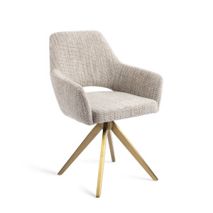 Jesper Home Draaibare Eetkamerstoel 'Yanai' Turn Gold, kleur Caramel Grid