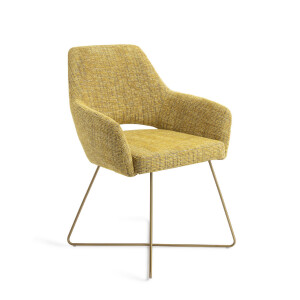 Jesper Home Eetkamerstoel 'Yanai' Cross Gold, kleur Lemon Lines