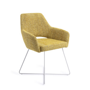 Jesper Home Eetkamerstoel 'Yanai' Cross White, kleur Lemon Lines