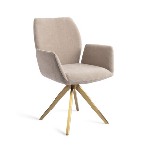 Jesper Home Draaibare Eetkamerstoel 'Misaki' Turn Gold, kleur Sand Strand