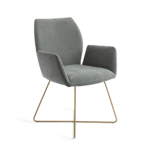 Jesper Home Eetkamerstoel 'Misaki' Cross Gold, kleur Breezy Blue