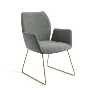 Jesper Home Eetkamerstoel 'Misaki' Slide Gold, kleur Breezy Blue