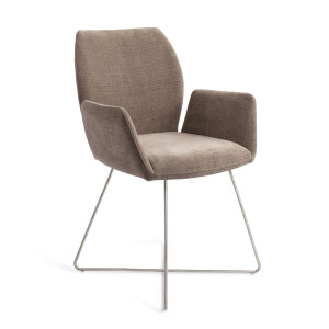 Jesper Home Eetkamerstoel 'Misaki' Cross Steel, kleur Mocha Mist