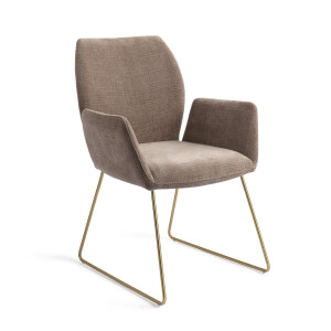 Jesper Home Eetkamerstoel 'Misaki' Slide Gold, kleur Mocha Mist