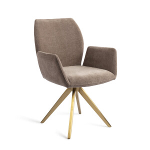 Jesper Home Draaibare Eetkamerstoel 'Misaki' Turn Gold, kleur Mocha Mist