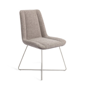 Jesper Home Eetkamerstoel 'Umedo' Cross Steel, kleur Grainy Greige