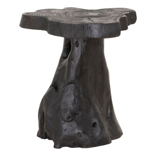 MUST Living Bijzettafel 'Mushroom' Teakhout, 40cm, kleur Zwart
