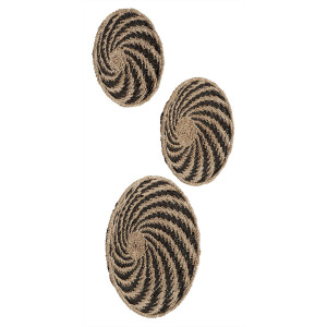 MUST Living Wanddecoratie 'Whirl' Zeegras, Set van 3 stuks, kleur Naturel / Zwart