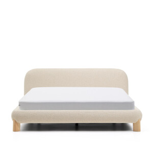 Kave Home Bed 'Odina' Bouclé, 160 x 200cm, kleur Ecru/Naturel