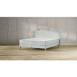 Emma Signature Boxspring Bed 180x200 - Mint - Strepen Hoofdbord - Beukenhout Pootjes