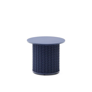 Kave Home Outdoor Bijzettafel 'Sedalis' Aluminium en touw, 50cm, kleur Donkerblauw