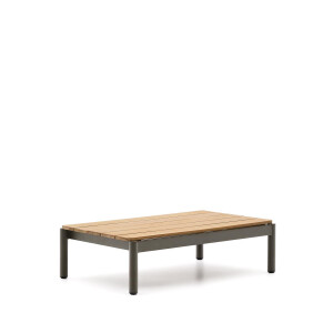 Kave Home Outdoor Salontafel 'Sorells' Teakhout en groen aluminium, 91 x 57cm