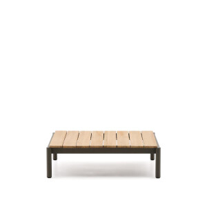 Kave Home Outdoor Salontafel 'Sorells' Teakhout en groen aluminium, 89 x 91cm