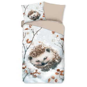 Dekbedovertrek Katoen-Flanel - Jussi - Eenpersoons (140x200 Cm) - Meerkleurig & Wit Flanel Katoen - Dieren & Natuur - Good Morning - Dekbed-Discounter.nl