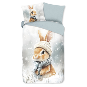 Dekbedovertrek Katoen-Flanel - Idun - Eenpersoons (140x200 Cm) - Meerkleurig & Wit & Blauw Flanel Katoen - Dieren & Stippen & Natuur - Good Morning - Dekbed-Discounter.nl