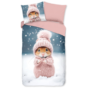 Dekbedovertrek Katoen-Flanel - Sofia - Eenpersoons (140x200 Cm) - Meerkleurig & Wit & Blauw Flanel Katoen - Dieren & Stippen & Natuur - Good Morning - Dekbed-Discounter.nl