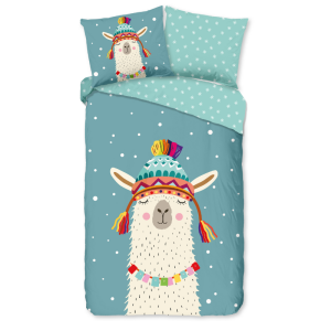 Dekbedovertrek Katoen-Flanel - Borax - Eenpersoons (140x200 Cm) - Meerkleurig & Blauw Flanel Katoen - Dieren & Stippen - Good Morning - Dekbed-Discounter.nl