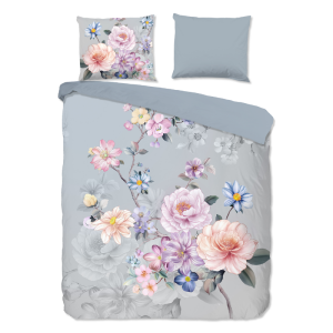 Dekbedovertrek Katoen-Flanel - Elena - Lits-Jumeaux (240x220 Cm) - Meerkleurig & Blauw Flanel Katoen - Natuur & Bloemen - Good Morning - Dekbed-Discounter.nl