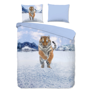 Dekbedovertrek Katoen-Flanel - Zelda - Eenpersoons (140x200 Cm) - Meerkleurig & Wit & Blauw Flanel Katoen - Natuur & Dieren - Good Morning - Dekbed-Discounter.nl