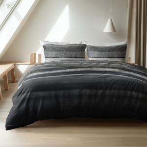 Dekbedovertrek Katoen Flanel - Marcus Grijs - Lits-Jumeaux (240x220 Cm) - Grijs Flanel - Strepen - Sleeptime Elegance - Dekbed-Discounter.nl