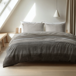 Dekbedovertrek KatoenFlanel Stone Stripe Taupe Tweepersoons (200x200 Cm) Taupe Flanel Effen Sleeptime Elegance - Overtrek - 200x200 Cm - Dekbed-Discounter.nl