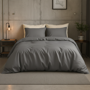 Dekbedovertrek Katoen Satijn Uni - Grijs - Lits-Jumeaux (240x220 Cm) - Grijs Katoen-satijn - Effen - Presence - Dekbed-Discounter.nl