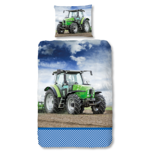 Dekbedovertrek Katoen-Flanel - Strong - Eenpersoons (140x200 Cm) - Meerkleurig & Blauw Flanel Katoen - Natuur - Good Morning - Dekbed-Discounter.nl